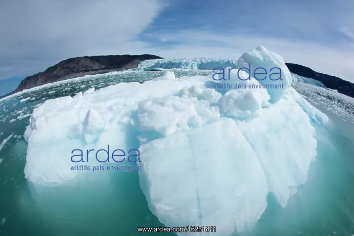 : Greenland, Ilulissat, Fisheye view of melting : Greenland, Ilulissat, Fisheye view of melting