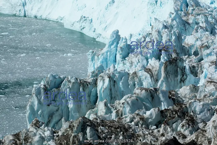 : Greenland, Ilulissat, Jagged blue ice face : Greenland, Ilulissat, Jagged blue ice face