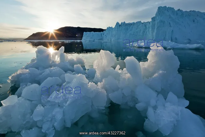 : Greenland, Ilulissat, Setting midnight sun : Greenland, Ilulissat, Setting midnight sun