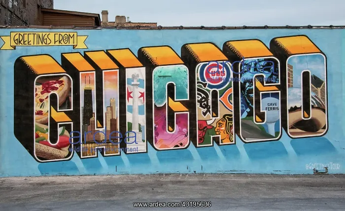 : Greetings from Chicago Mural, North Milwaukee Avenue : Greetings from Chicago Mural, North Milwaukee Avenue