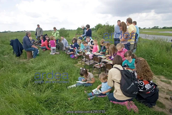 : Group of young children on environmental education visit : Group of young children on environmental education visit