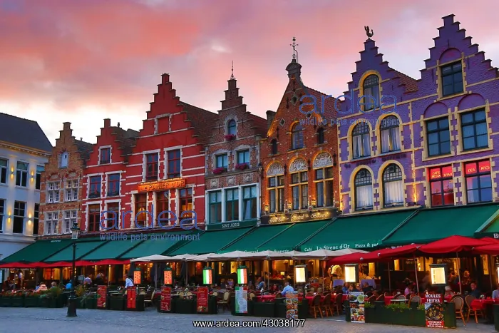  : Guild houses converted into restaurants at sunset