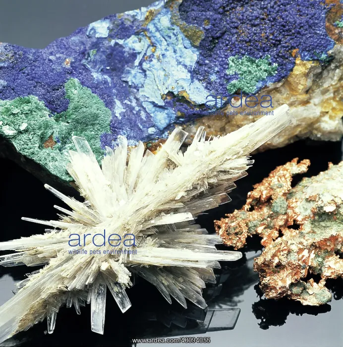 : Gypsum, Azurite and Copper : Gypsum, Azurite and Copper