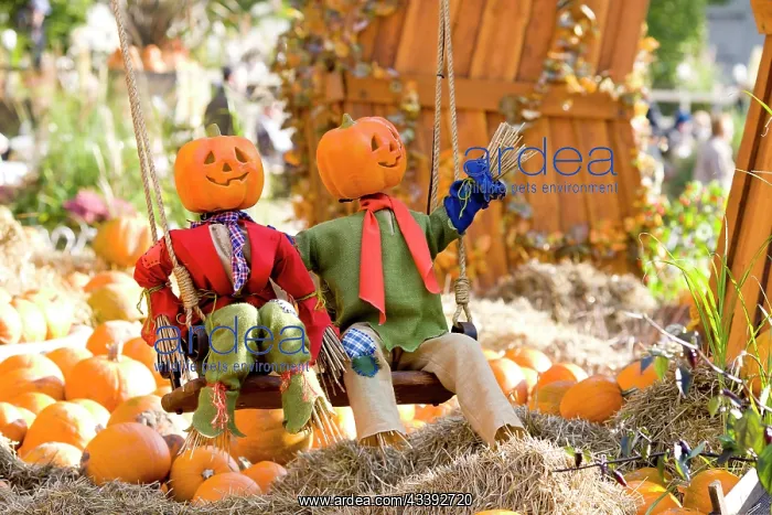 : Halloween scarecrows in Tivoli, Copenhagen, Denmark : Halloween scarecrows in Tivoli, Copenhagen, Denmark