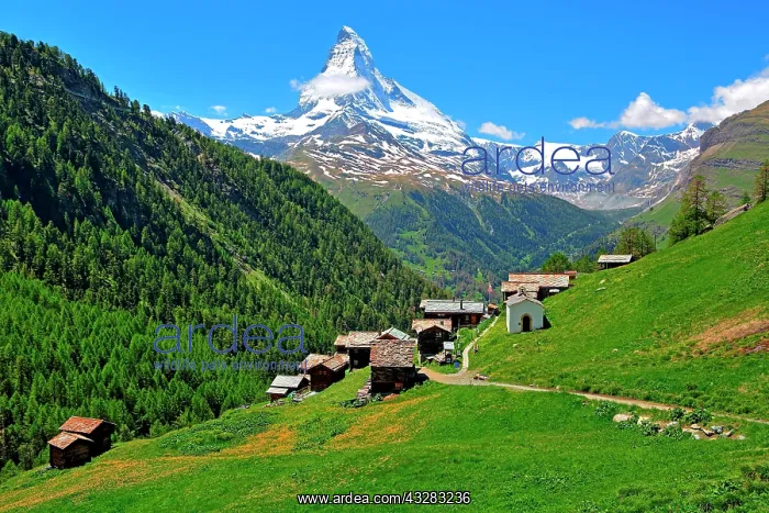 : Hamlet Findeln with Matterhorn 4478m, Zermatt, Mattertal : Hamlet Findeln with Matterhorn 4478m, Zermatt, Mattertal