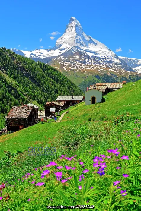 : Hamlet Findeln with Matterhorn 4478m, Zermatt, Mattertal : Hamlet Findeln with Matterhorn 4478m, Zermatt, Mattertal