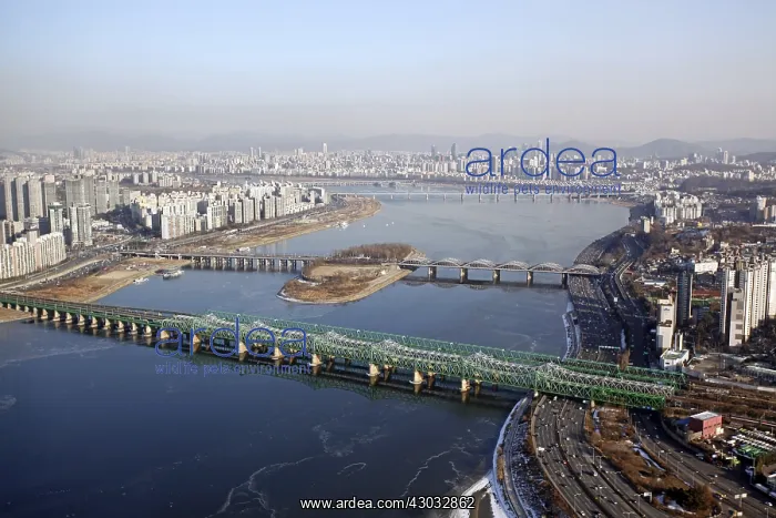  : The Han River and bridges with the city skyline