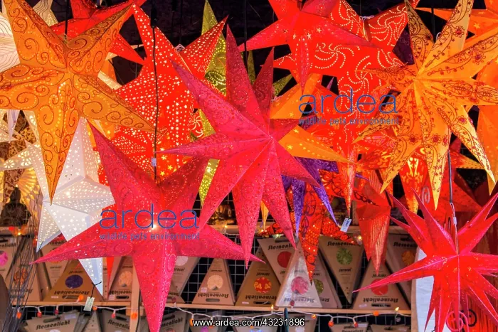 : Hanging paper cutout star lamps, Christmas : Hanging paper cutout star lamps, Christmas