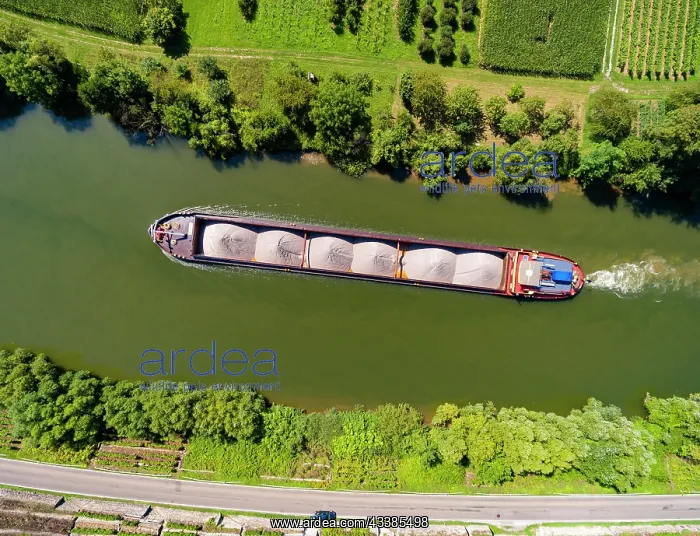 : Hessigheim rock gardens with barge on the Neckar : Hessigheim rock gardens with barge on the Neckar