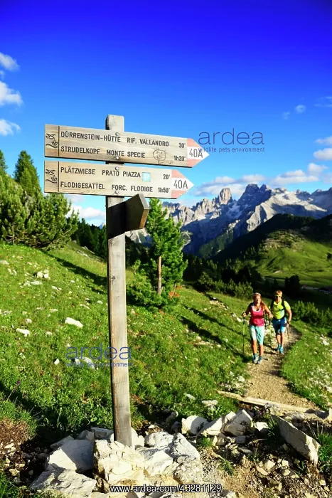 : Hikers on the ascent from the Prato Piazza to the : Hikers on the ascent from the Prato Piazza to the