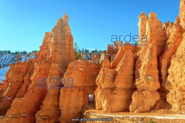 : Hiking trail with tunnel through bizarre rock formations : Hiking trail with tunnel through bizarre rock formations