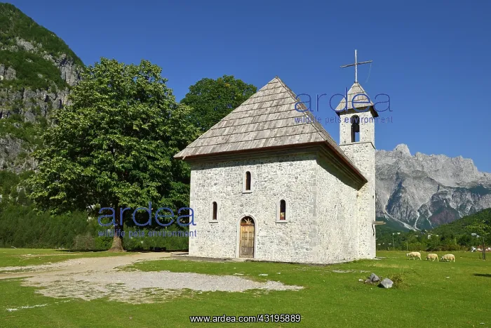 : Historic catholic church in Theth, Thethi Nationalpark : Historic catholic church in Theth, Thethi Nationalpark