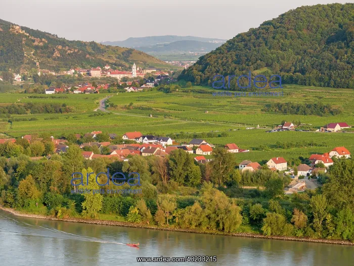 : Historic town Durnstein located in wine-growing : Historic town Durnstein located in wine-growing
