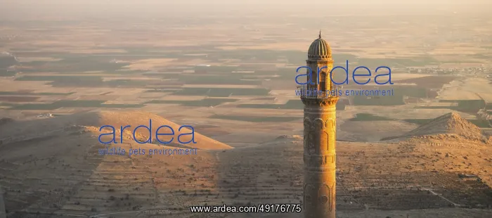 : Historic Ulu Cami mosque minaret in Mardin Turkey illuminated by sunset against vast Mesopotamian plains : Historic Ulu Cami mosque minaret in Mardin Turkey illuminated by sunset against vast Mesopotamian plains