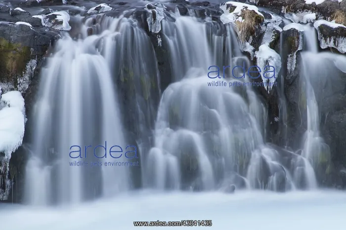 : Hlauptungufoss Waterfall winter : Hlauptungufoss Waterfall winter