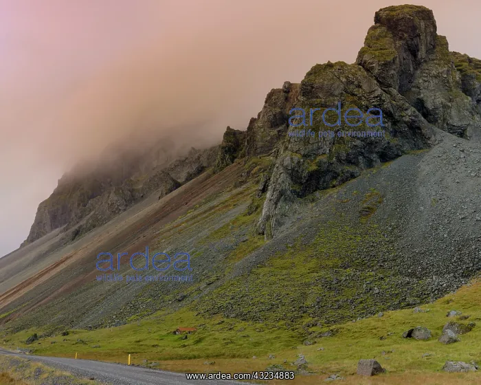 : Homestead at the bottom of massive cliffs : Homestead at the bottom of massive cliffs
