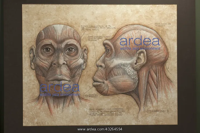 : Homo ergaster skull reconstruction. Pliocene : Homo ergaster skull reconstruction. Pliocene