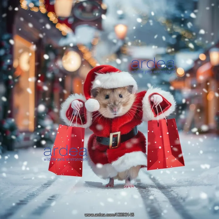 : A humanised field hamster dressed as Father Christmas : A humanised field hamster dressed as Father Christmas