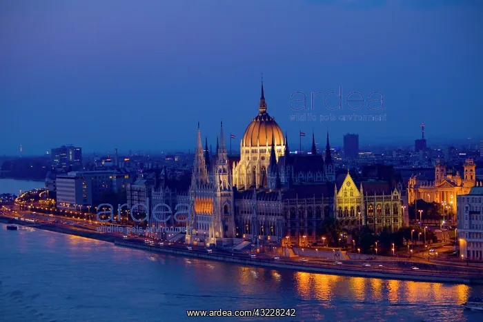 : Hungary, Budapest. Nighttime overview of : Hungary, Budapest. Nighttime overview of