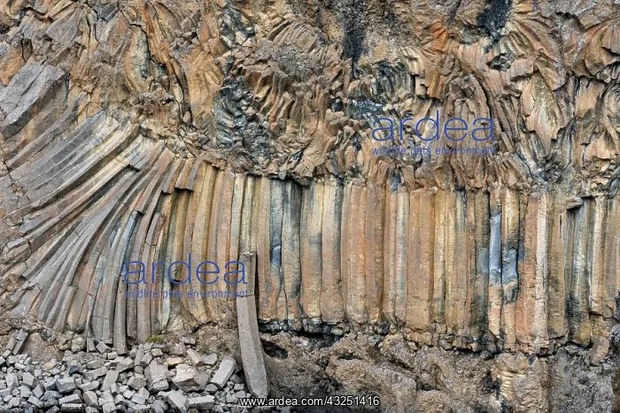 : Iceland. Columnar basalt designs along the Skjalfandafljot : Iceland. Columnar basalt designs along the Skjalfandafljot