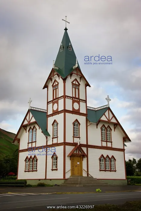 : Iceland, HusavIk. Christian church built : Iceland, HusavIk. Christian church built