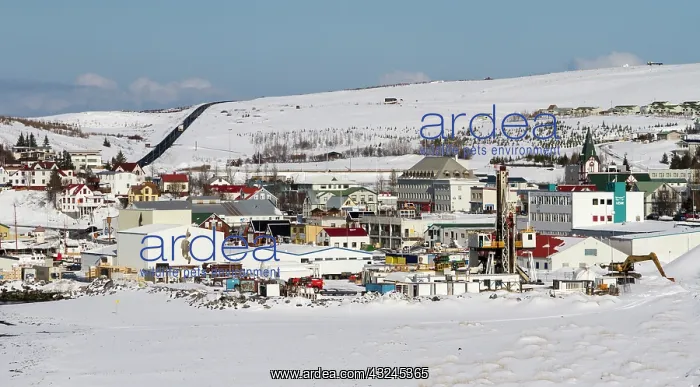 : Iceland, Husavik. Overview of town : Iceland, Husavik. Overview of town
