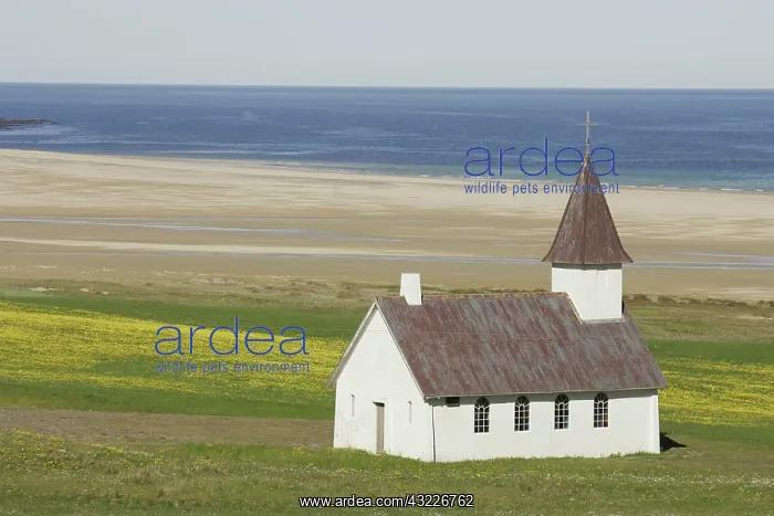 : Iceland. An isolated Christian church near : Iceland. An isolated Christian church near