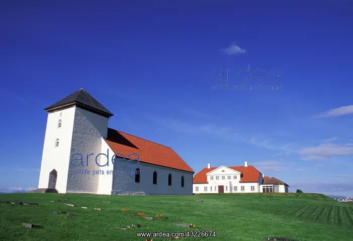: Iceland, Reykjavik. Home and church of President : Iceland, Reykjavik. Home and church of President