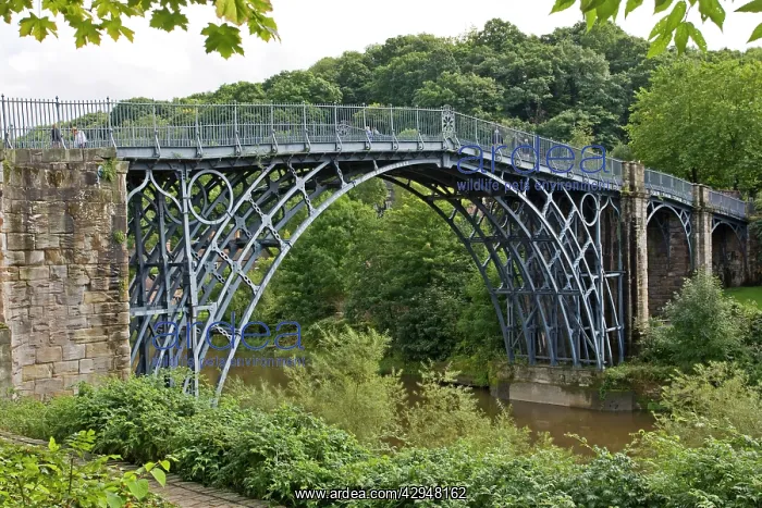: Iron bridge at Colabrookdale spanning gorge of : Iron bridge at Colabrookdale spanning gorge of