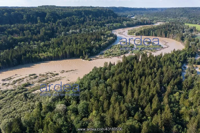 : Isar at high water, Isarauen near Schcftlarn, drone : Isar at high water, Isarauen near Schcftlarn, drone