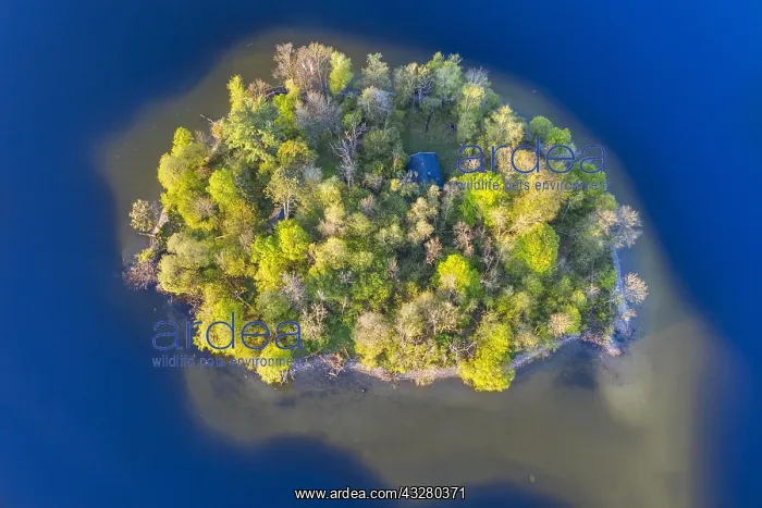 : Island M&, x28b37db2;th in Lake Staffelsee, aerial : Island M&, x28b37db2;th in Lake Staffelsee, aerial