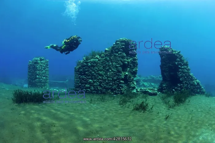  : Italy, Abruzzo, Capestrano, Capo d'Acqua lake scuba diver ex