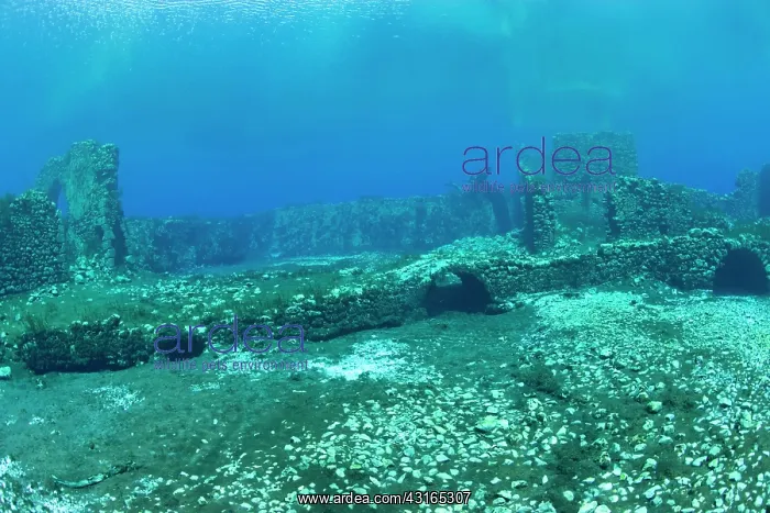 : Italy, Abruzzo, Capestrano, Capo d'Acqua lake the walls of t : Italy, Abruzzo, Capestrano, Capo d'Acqua lake the walls of t