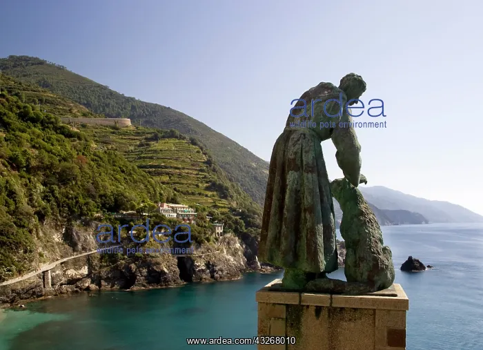  : Italy, Cinque Terre, Monterosso. A statue