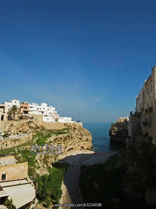 : Italy, Polignano a Mare, view of small rocky : Italy, Polignano a Mare, view of small rocky