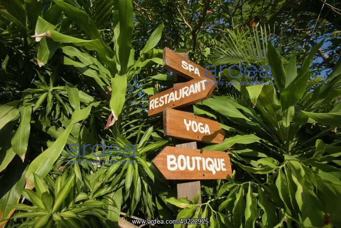 : Jamaica, Negril, Wooden signs at Rockhouse : Jamaica, Negril, Wooden signs at Rockhouse