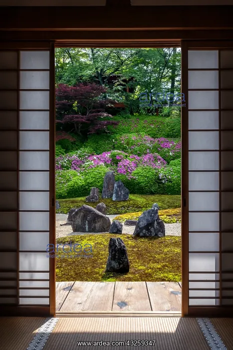 : Japanese rock garden in Komyoin temple, Kyoto, Japan : Japanese rock garden in Komyoin temple, Kyoto, Japan