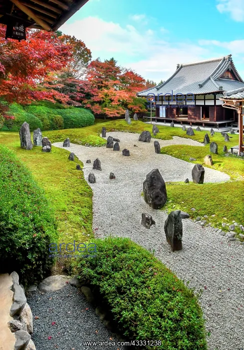 : Japanese rock garden in Komyoin temple, Kyoto, Japan : Japanese rock garden in Komyoin temple, Kyoto, Japan