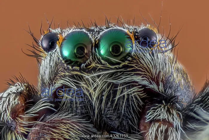 : Jumping spider (Salticidae), macro photo, magnification : Jumping spider (Salticidae), macro photo, magnification