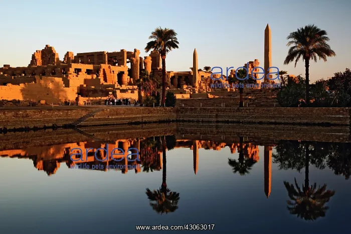 : Karnak Temple and the Sacred Lake at sunrise : Karnak Temple and the Sacred Lake at sunrise