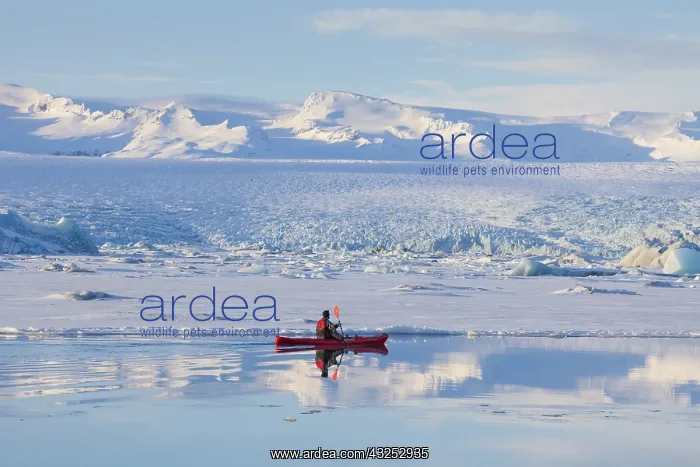 : Kayak at Joekulsarlon glacier lagoon in winter - Iceland : Kayak at Joekulsarlon glacier lagoon in winter - Iceland