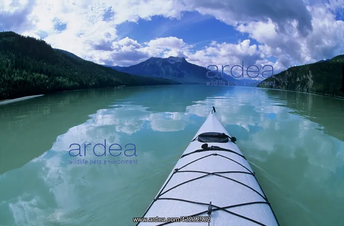: Kayaking at the end end of Azure Lake in : Kayaking at the end end of Azure Lake in