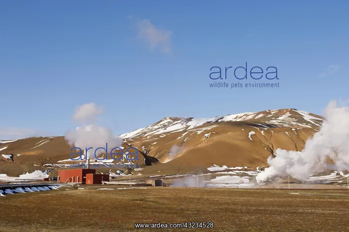 : Krafla geothermal power station near Lake : Krafla geothermal power station near Lake