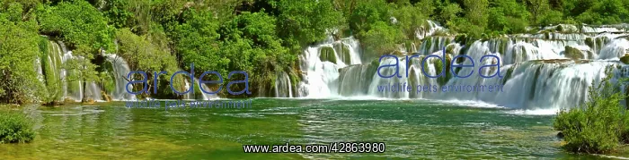 : Krka waterfall - panoramic view of lowest step : Krka waterfall - panoramic view of lowest step