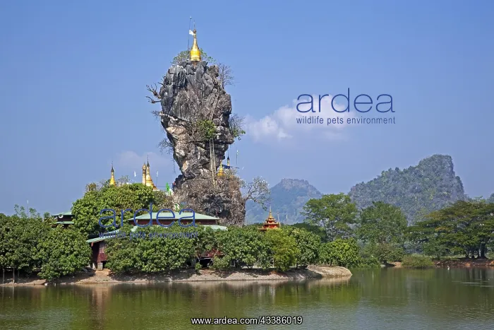 : Kyauk Ka Lat Pagoda in the karst mountains near : Kyauk Ka Lat Pagoda in the karst mountains near