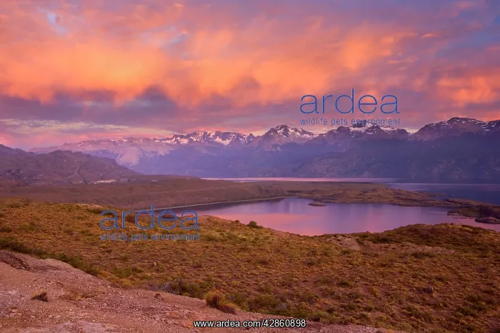 : Lago General Carrera and mountains - view from : Lago General Carrera and mountains - view from