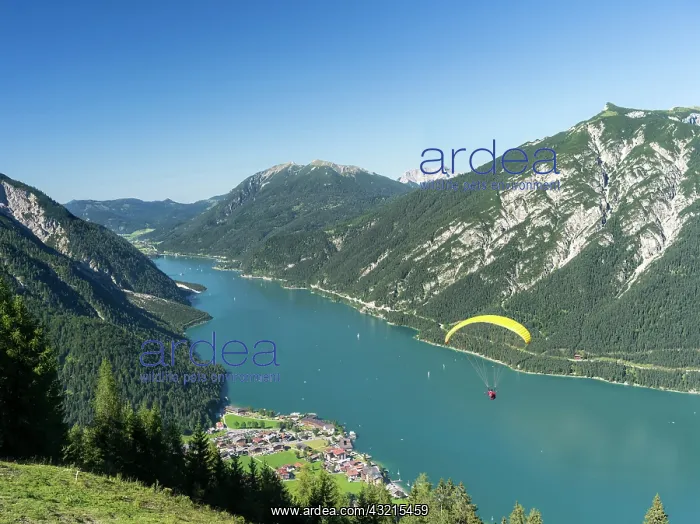 : Lake Achensee in Tyrol, Austria. This mountain : Lake Achensee in Tyrol, Austria. This mountain