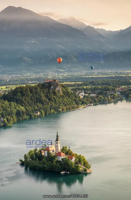 : Lake Bled with Bled Castle and Blejski Otok Island : Lake Bled with Bled Castle and Blejski Otok Island