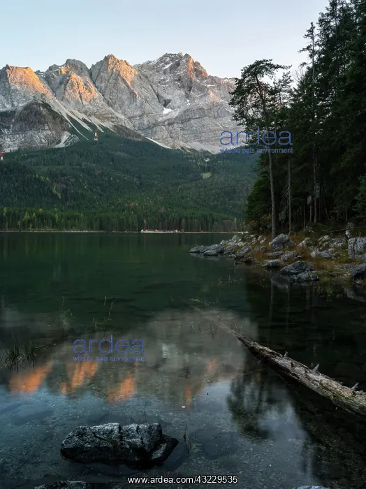 : Lake Eibsee in early winter, fall with mount : Lake Eibsee in early winter, fall with mount