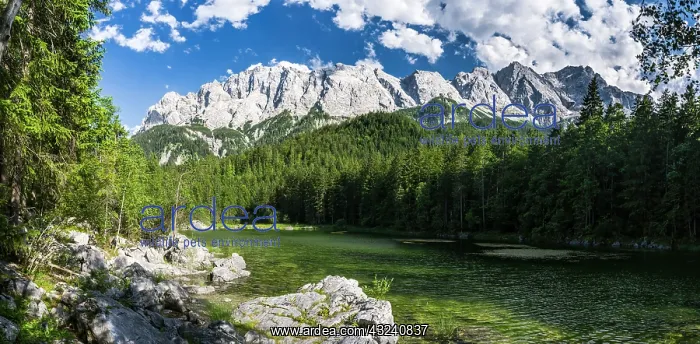 : Lake Frillensee near Mt. Zugspitze during : Lake Frillensee near Mt. Zugspitze during